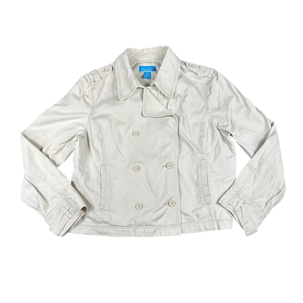 Island Winds Caribbean Joe Cropped Trench Coat Beige Double Breasted Cotton XL
